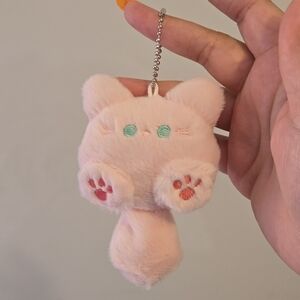 🍒🍒 Cute Pink Long Tail Cat Plush Charm